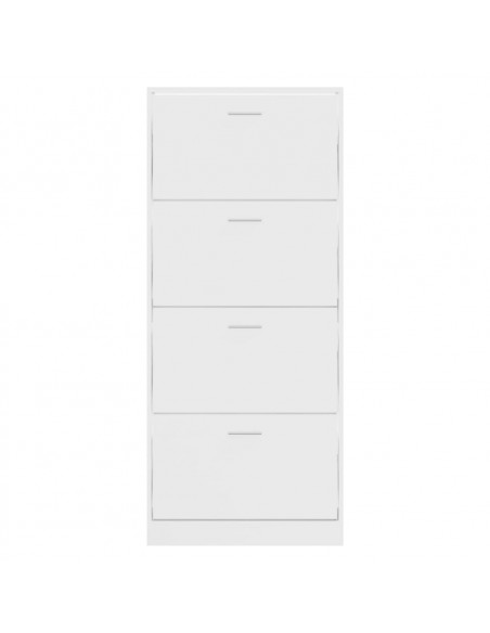 Scarpiera Bianco Lucido 63x24x147 cm in Legno Multistrato