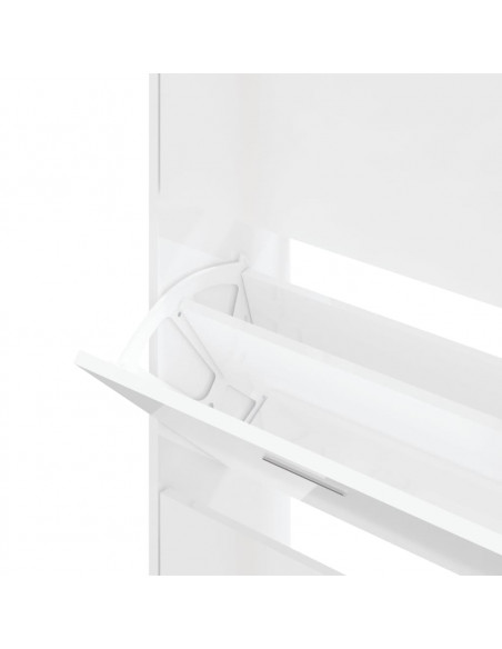 Scarpiera Bianco Lucido 63x24x147 cm in Legno Multistrato