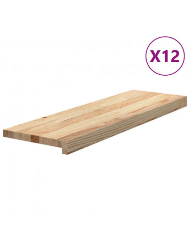 Gradini 12 pz 80x25x2 cm in Rovere Massello Non Trattato