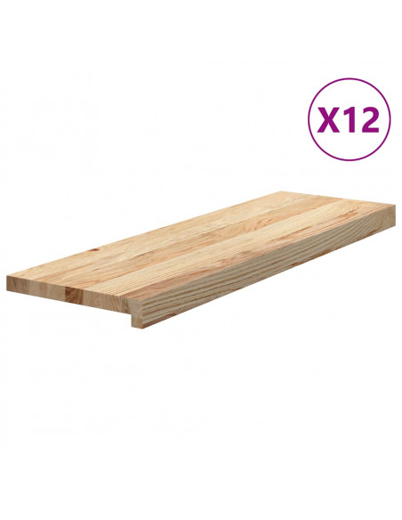 Gradini 12 pz 80x30x2 cm in Rovere Massello Non Trattato
