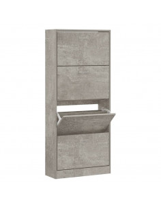 Scarpiera Grigio Cemento 63x24x147 cm in Legno Multistrato