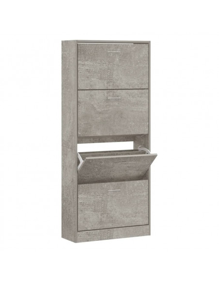 Scarpiera Grigio Cemento 63x24x147 cm in Legno Multistrato