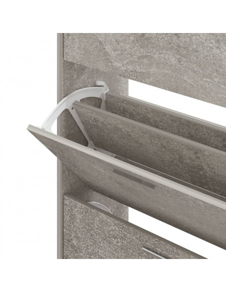 Scarpiera Grigio Cemento 63x24x147 cm in Legno Multistrato
