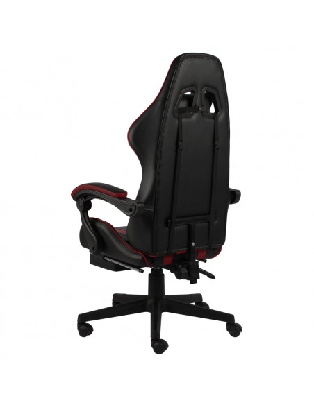 Sedia da Gaming con Poggiapiedi Nero e Rosso Vino in Similpelle