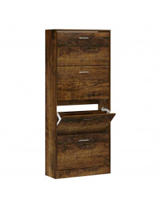 Scarpiera Rovere Fumo 63x24x147 cm in Legno Multistrato