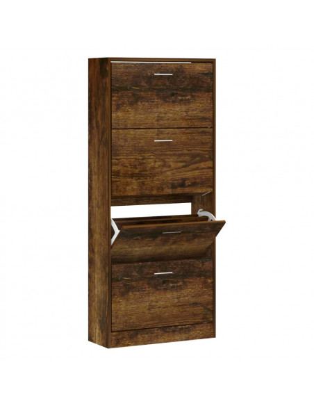 Scarpiera Rovere Fumo 63x24x147 cm in Legno Multistrato