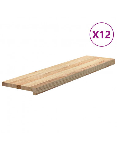 Gradini 12 pz 100x25x2 cm in Rovere Massello Non Trattato