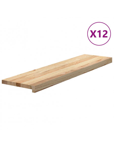 Gradini 12 pz 100x25x2 cm in Rovere Massello Non Trattato