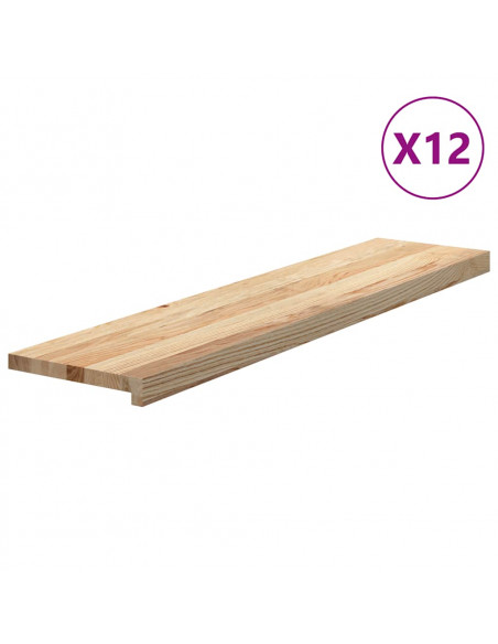 Gradini 12 pz 110x25x2 cm in Rovere Massello Non Trattato