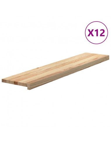 Gradini 12 pz 120x30x2 cm in Rovere Massello Non Trattato