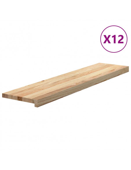 Gradini 12 pz 110x30x2 cm in Rovere Massello Non Trattato