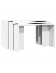 Tavolini Impilabili 3 pz Bianchi in Legno Multistrato