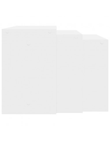 Tavolini Impilabili 3 pz Bianchi in Legno Multistrato