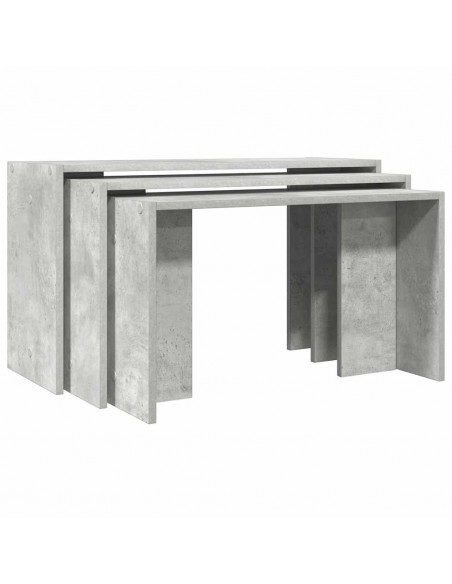 Tavolini Impilabili 3 pz Grigio Cemento in Legno Multistrato