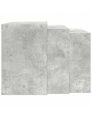 Tavolini Impilabili 3 pz Grigio Cemento in Legno Multistrato