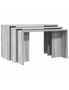 Tavolini Impilabili 3 pz Grigio Sonoma in Legno Multistrato
