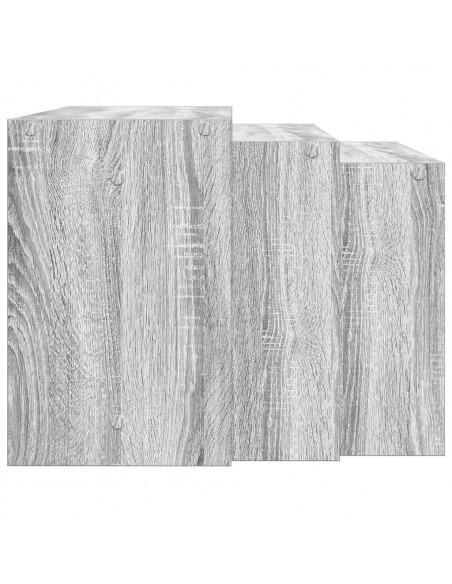 Tavolini Impilabili 3 pz Grigio Sonoma in Legno Multistrato