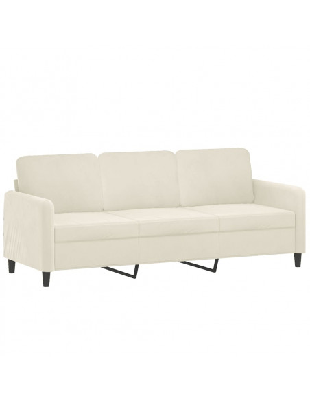 Set di Divani 3 pz con Cuscini Crema in Velluto