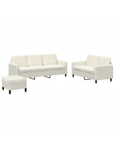 Set di Divani 3 pz Crema in Velluto