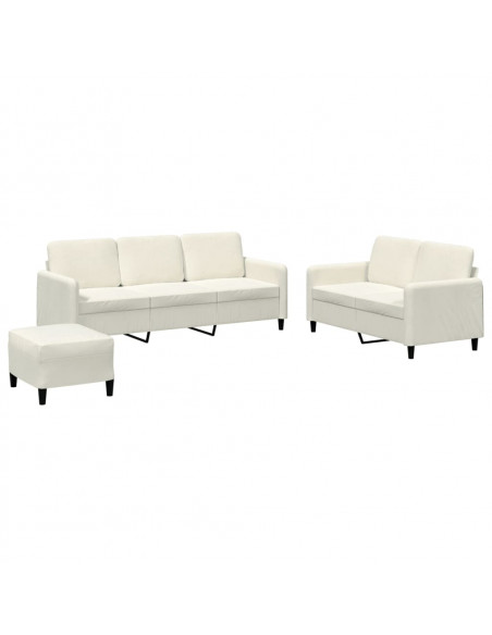Set di Divani 3 pz Crema in Velluto