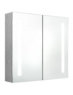 Armadietto Bagno con Specchio e LED Grigio Cemento 62x14x60 cm