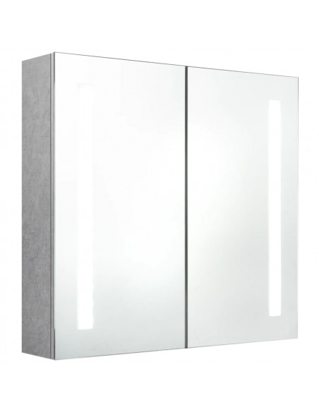 Armadietto Bagno con Specchio e LED Grigio Cemento 62x14x60 cm