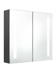 Armadietto Bagno con Specchio e LED Grigio 62x14x60 cm