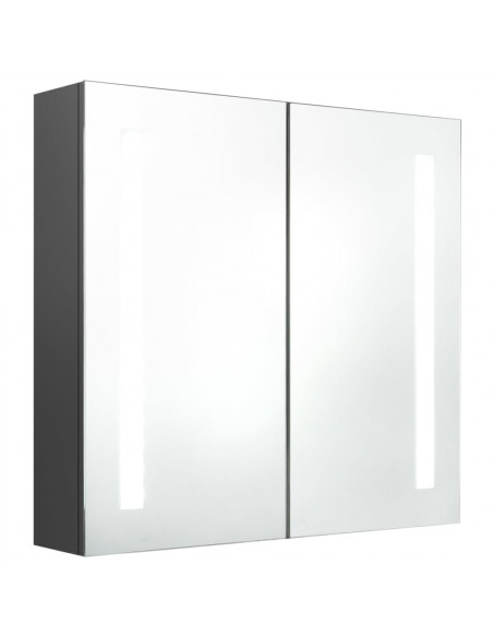 Armadietto Bagno con Specchio e LED Grigio 62x14x60 cm