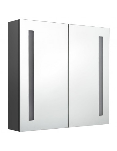 Armadietto Bagno con Specchio e LED Grigio 62x14x60 cm