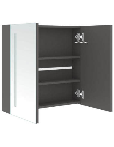 Armadietto Bagno con Specchio e LED Grigio 62x14x60 cm