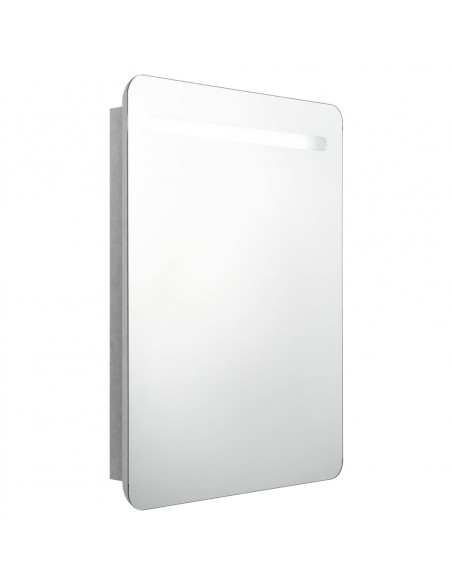 Armadietto Bagno con Specchio e LED Grigio Cemento 60x11x80 cm