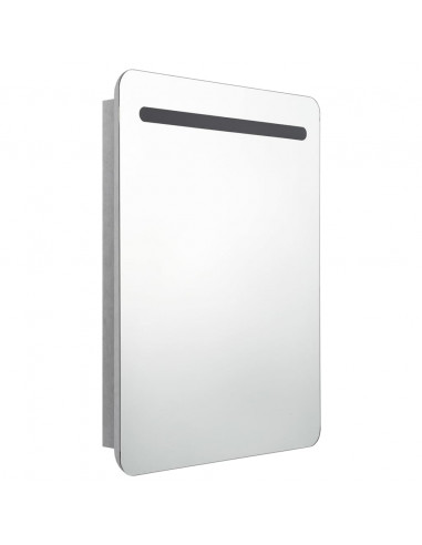 Armadietto Bagno con Specchio e LED Grigio Cemento 60x11x80 cm