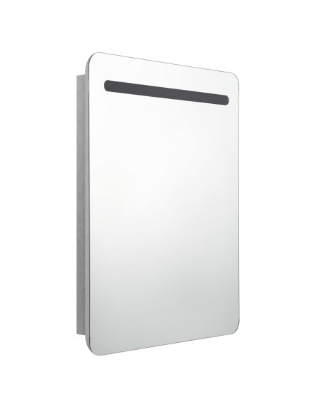 Armadietto Bagno con Specchio e LED Grigio Cemento 60x11x80 cm