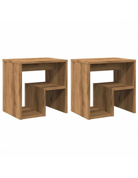 Comodini 2pz Rovere Artigianale 40x30x40 cm in Truciolato