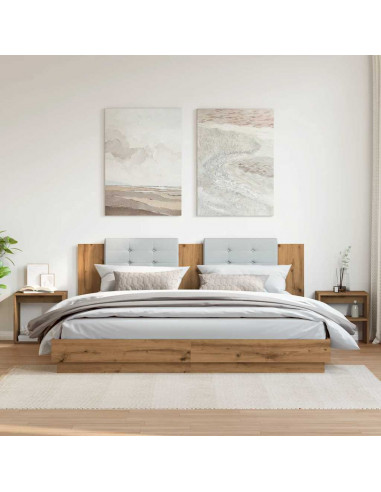 Comodini 2pz Rovere Artigianale 40x30x40 cm in Truciolato