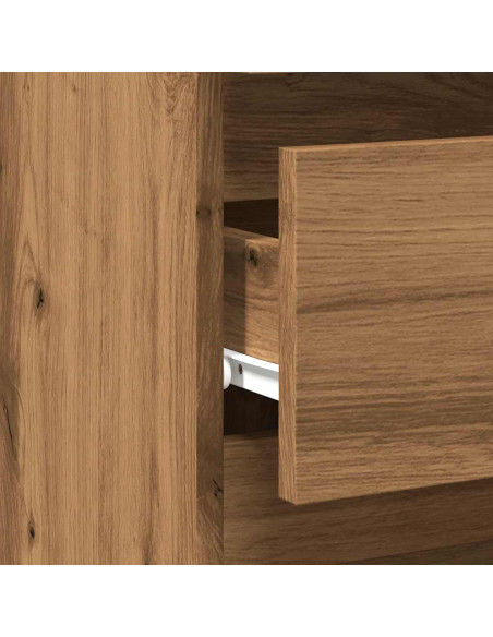 Comodini 2pz Rovere Artigianale 40x35x62,5 cm Legno Multistrato