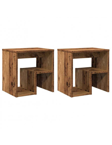Comodini Legno Antico 2 pz 40x30x40 cm in Legno Multistrato