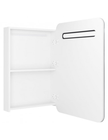 Armadietto Bagno con Specchio e LED Bianco Lucido 60x11x80 cm