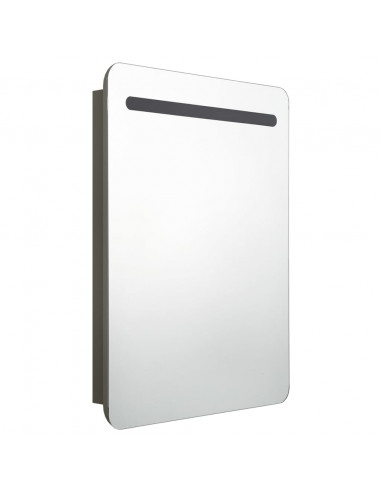 Armadietto Bagno con Specchio e LED Antracite 60x11x80 cm