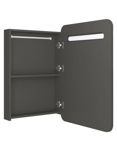 Armadietto Bagno con Specchio e LED Antracite 60x11x80 cm