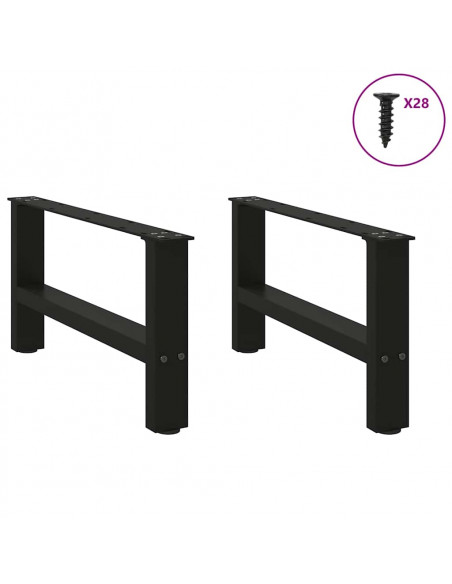 Gambe per Tavolino 2 pz Nero 30×70 cm in Acciaio