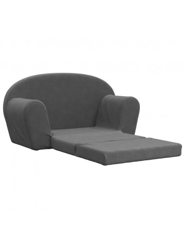 Divano Letto per Bambini a 2 Posti Antracite in Morbido Peluche