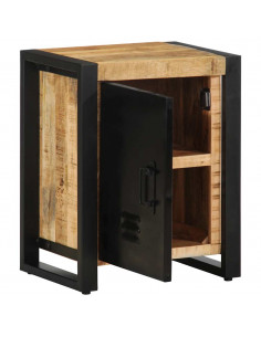 Comodino 40x30x51 cm in Legno Grezzo Massello di Mango