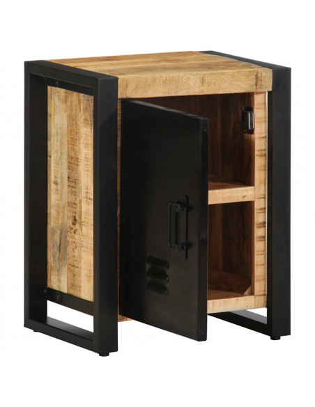 Comodino 40x30x51 cm in Legno Grezzo Massello di Mango