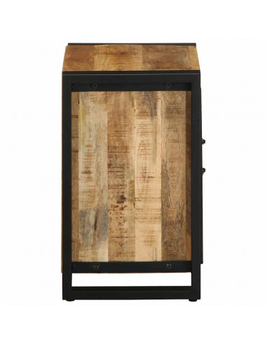 Comodino 40x30x51 cm in Legno Grezzo Massello di Mango