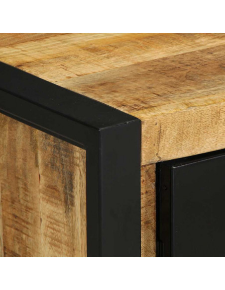 Comodino 40x30x51 cm in Legno Grezzo Massello di Mango