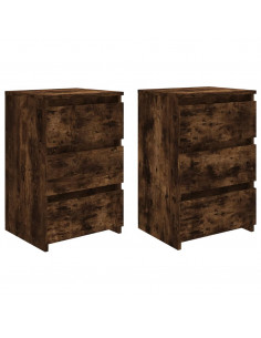 Comodini Rovere Fumo 2 pz 40x35x62,5 cm in Legno Multistrato