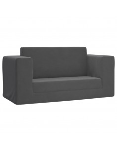 Divano Letto per Bambini a 2 Posti Antracite in Morbido Peluche
