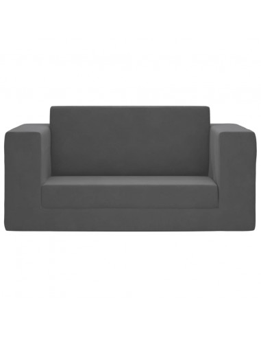 Divano Letto per Bambini a 2 Posti Antracite in Morbido Peluche