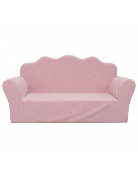 Divano per Bambini a 2 Posti Rosa in Morbido Peluche